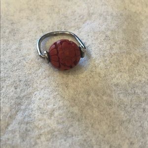 Coral & Sterling Silver Vintage Ring size 5